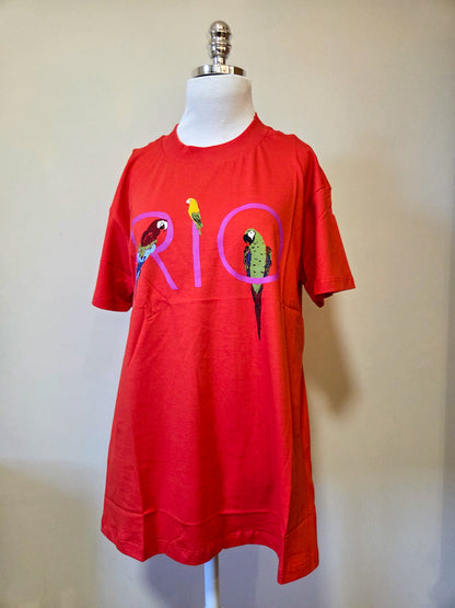 Camiseta Farm Rio Pássaros Vermelha