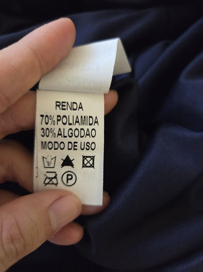 Vestido A Gestante Rendado Azul Marinho