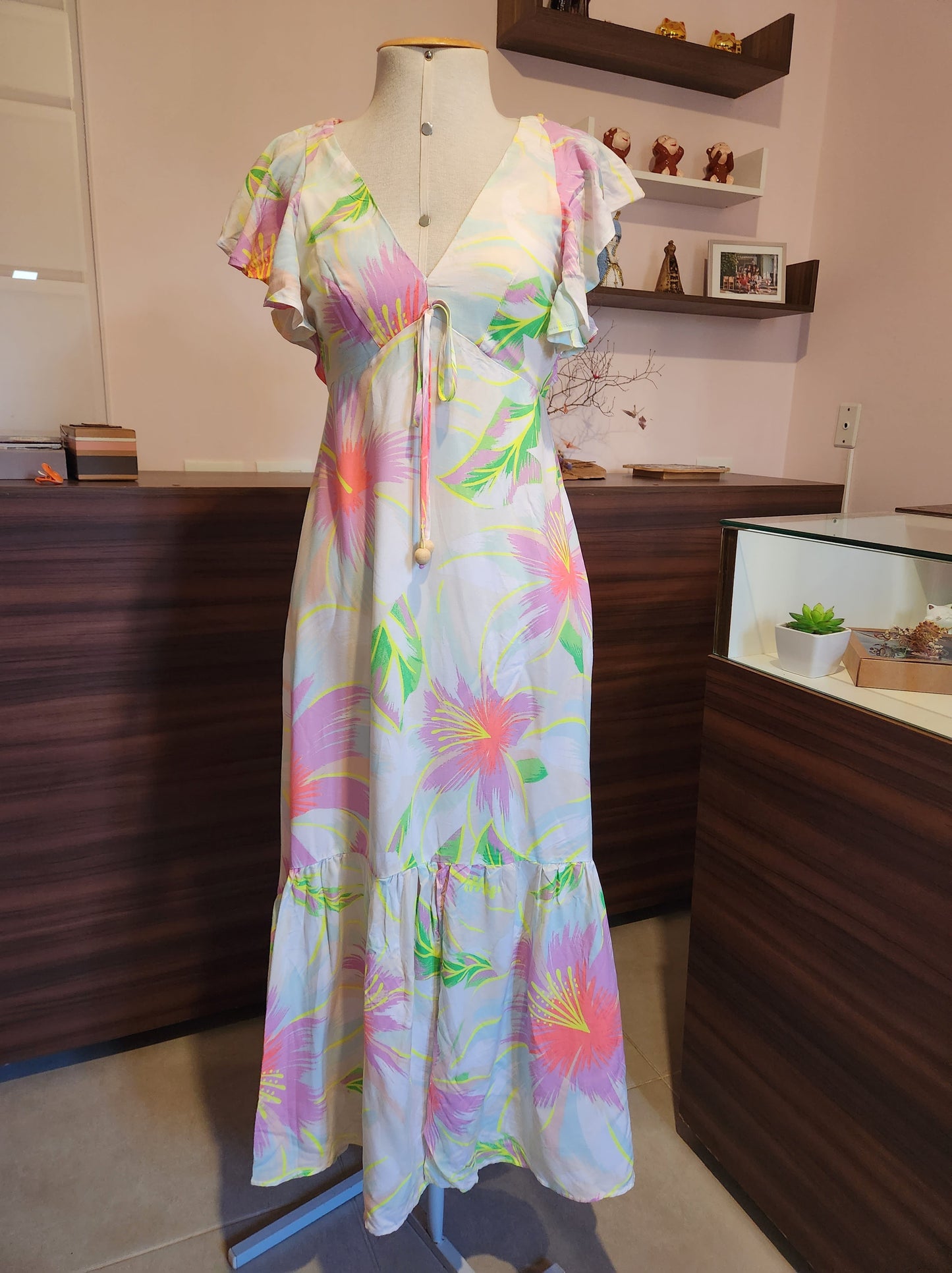 Vestido Farm Rio Estampa Chita Bali Longo
