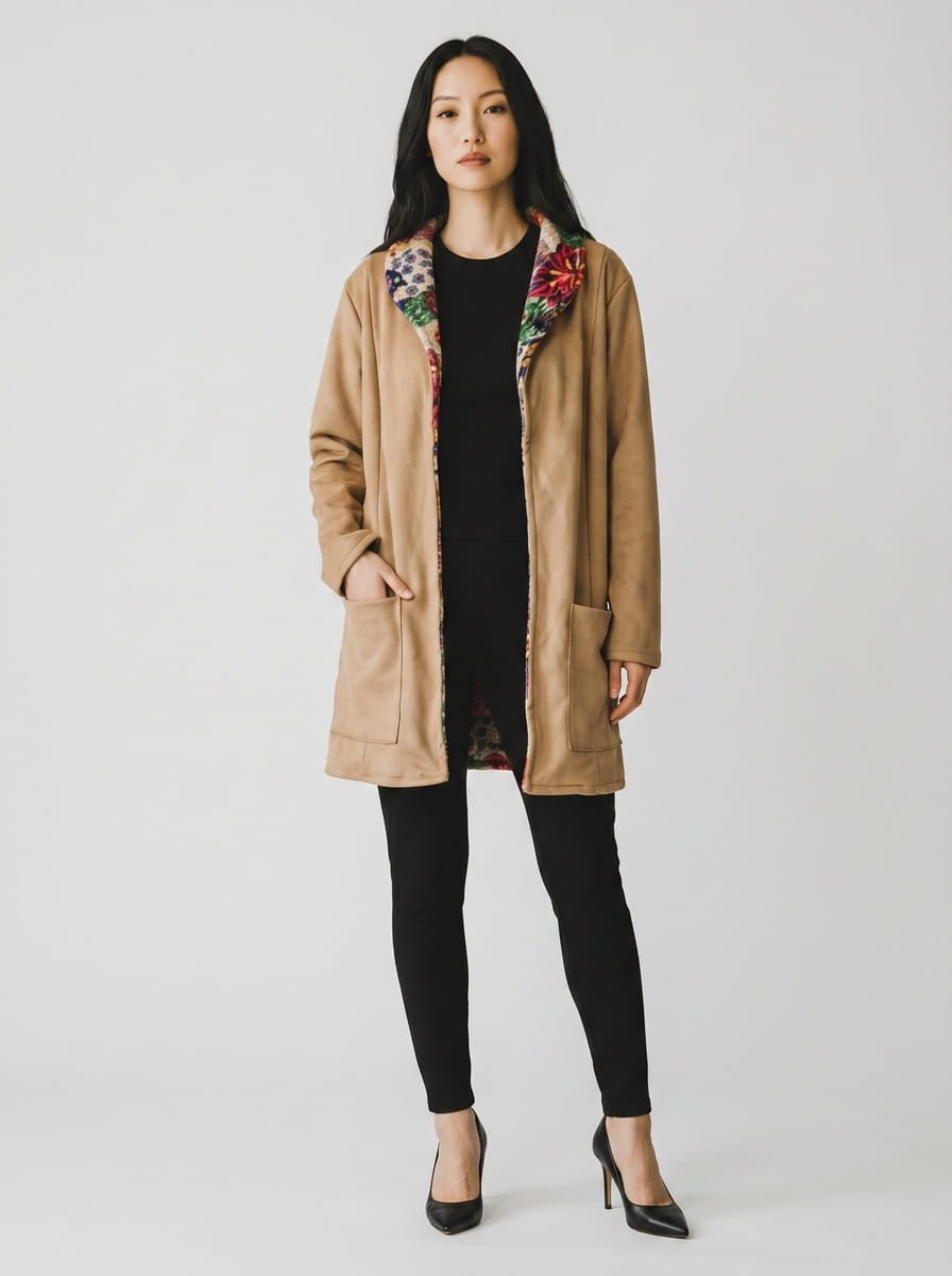 Casaco Dupla Face Floral e Nude Soft