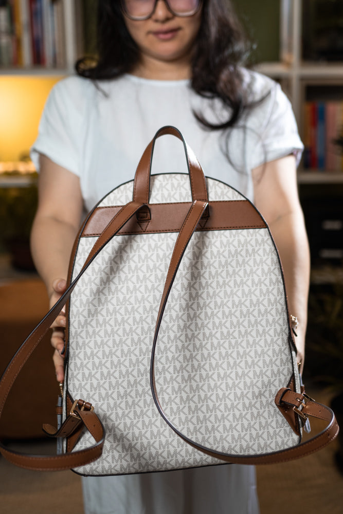 Mochila Michael Kors Grande Caramelo e Creme