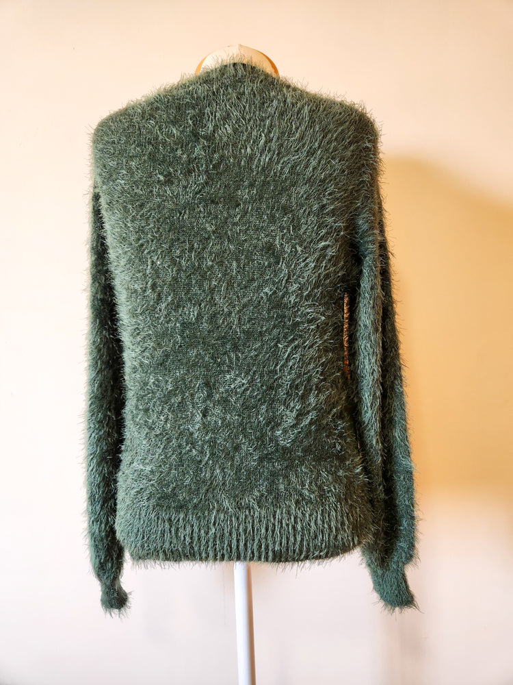 Casaco Farm Casulo Tricot Pelinho Verde
