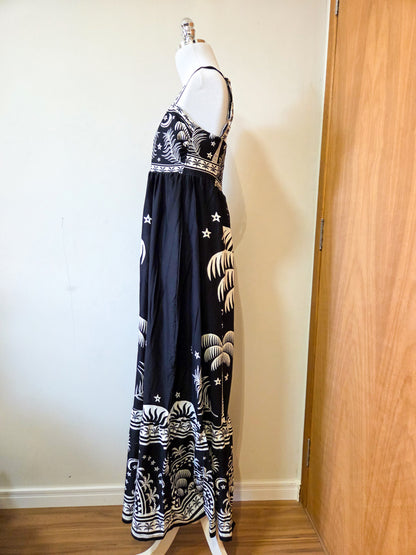 Vestido Farm Coqueiral Preto e Branco