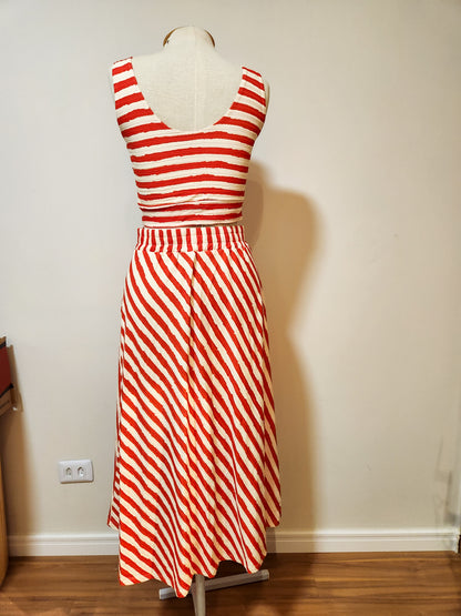 Conjunto Farm Top e Saia Listrados