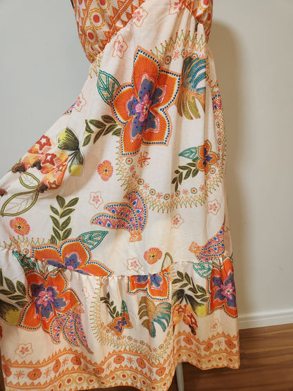 Vestido Chris Ms Floral Longo Off White