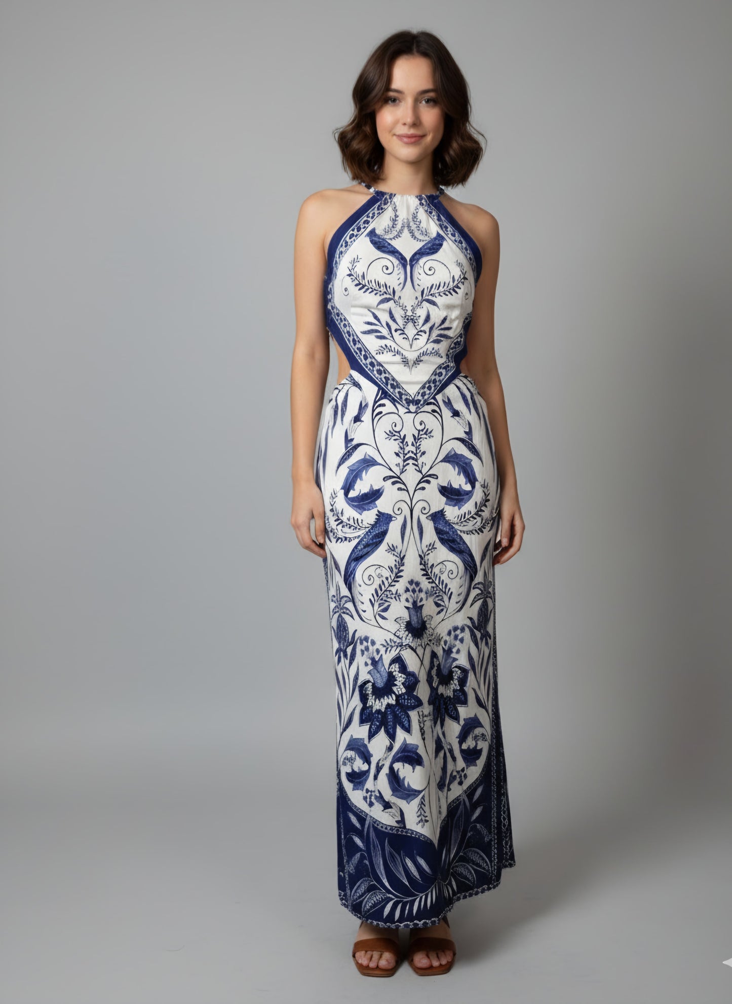 Vestido Farm Azul Floral Nina