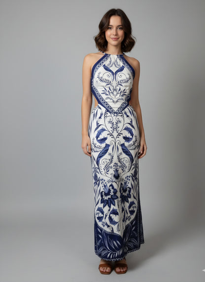 Vestido Farm Azul Floral Nina