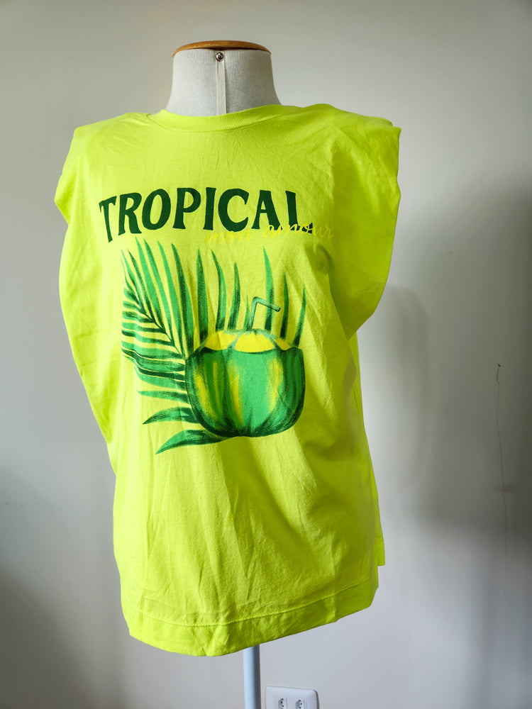 Regata Farm Tropical Mon Amour Verde Lima – Muscle com Ombreiras