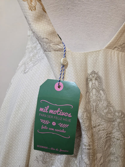 Vestido Farm Floral Creme e Branco