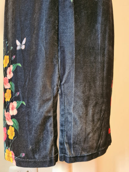 Vestido Blue Steel Preto Floral Aveludado