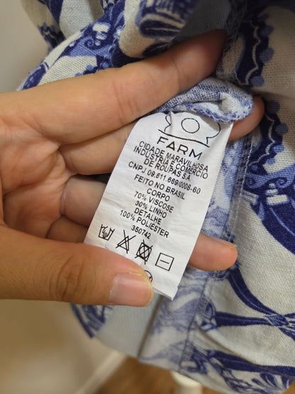 Vestido Farm Curto Cavalos Marinho