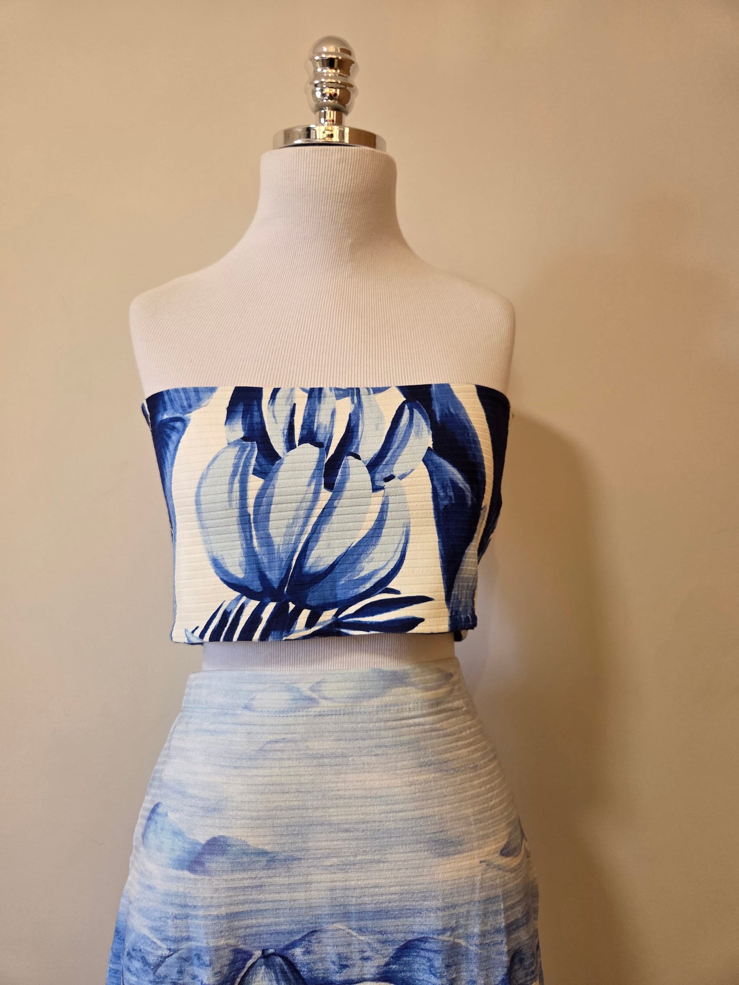 Conjunto Farm Top e Saia Rio Vintage - Azul