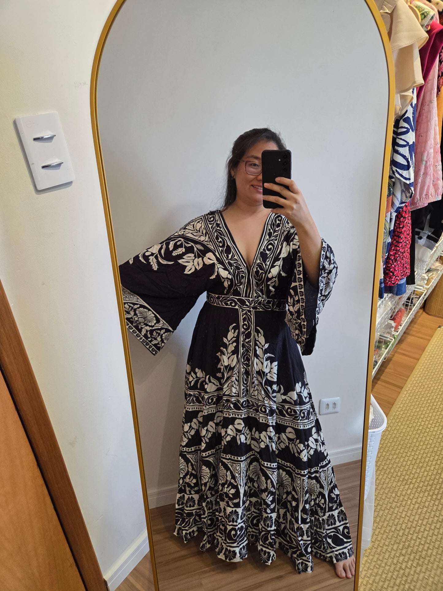 Vestido Farm Sintra Preto e Branco