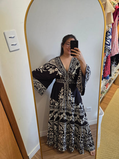 Vestido Farm Sintra Preto e Branco