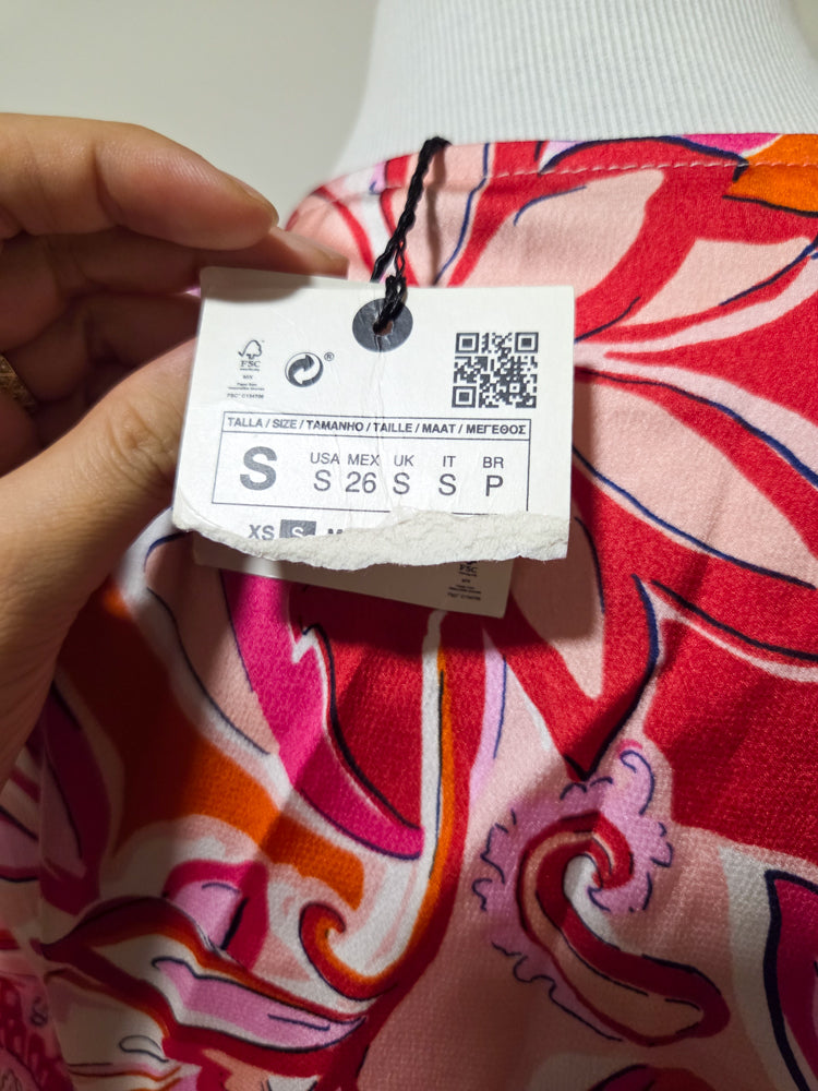 Vestido Zara Transpassado Rosa e Vermelho